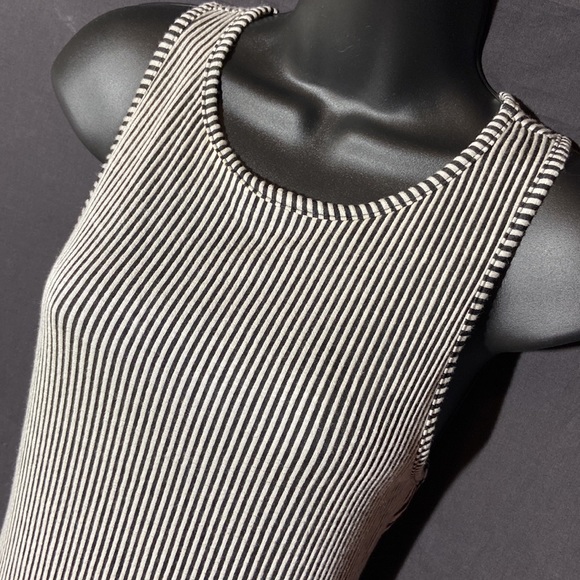 Caution to the Wind Tank Top Style Dress. Black and White Vertical Stripes. Med. - Picture 6 of 10